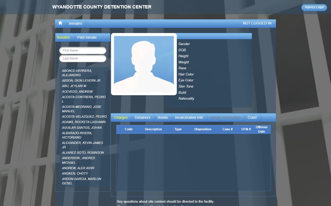 Wyandotte County inmate records BlueHorse current inmate roster